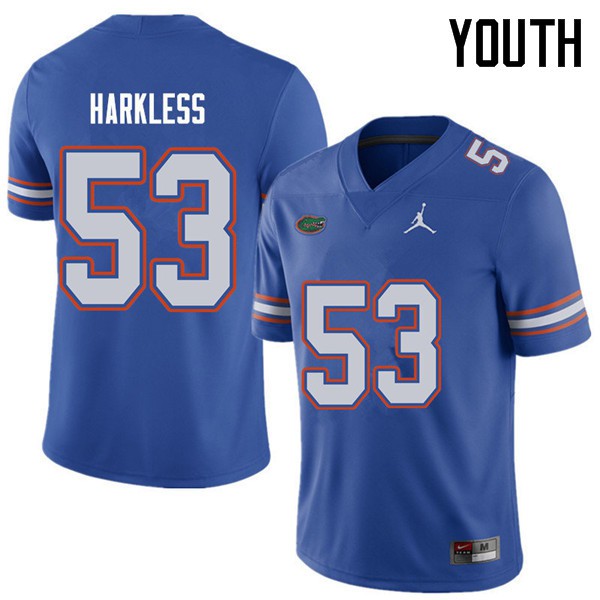 Jordan Brand Youth #53 Kavaris Harkless Florida Gators College Football Jersey Royal